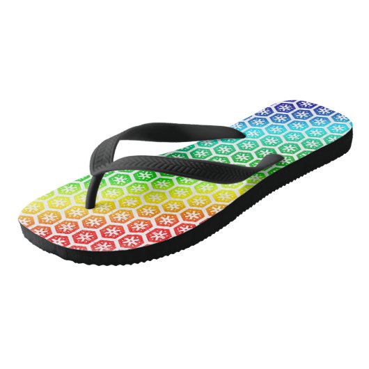 Tongs Flip Flops - Motif arc-en-ciel en Motif blanc (Incliné)