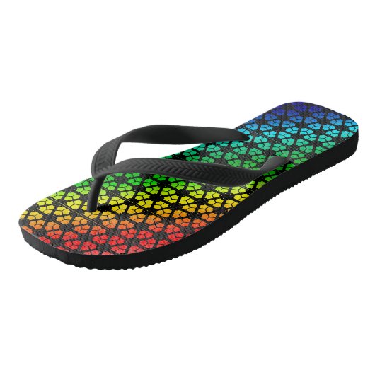 Tongs Flip Flops - Motif arc-en-ciel en verre en plomb (Incliné)