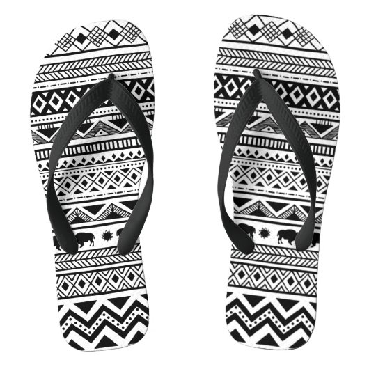 Tongs Flipflop Sandales Boho Buffalo Motif tribal Bohem (Semelle)