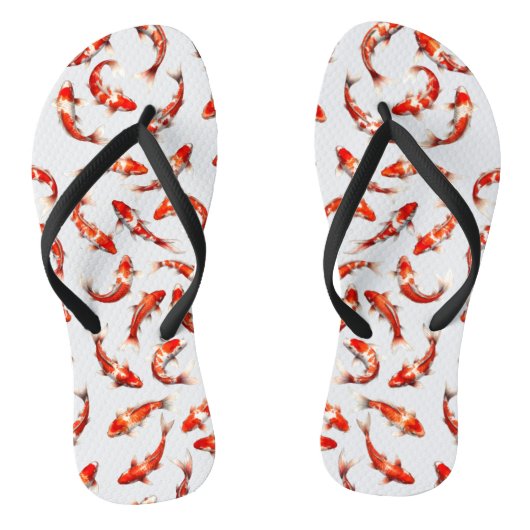 Tongs Floating fortune fish, red & white koi watercolor (Semelle)
