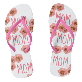 Tongs Flop rose floral "MOM"