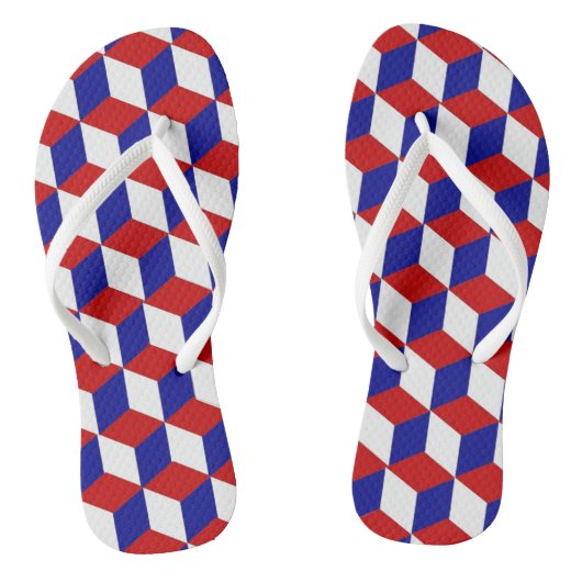Tongs Flops - Blocs rouges, blancs et bleus (Semelle)