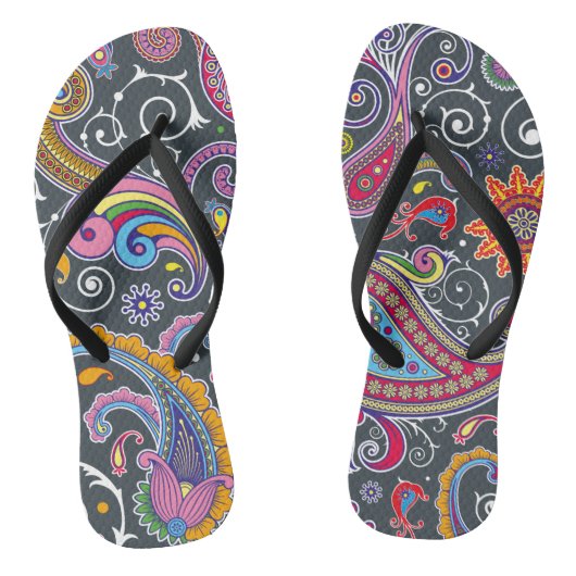 Tongs Flops Motifs Gris Paisley (Semelle)