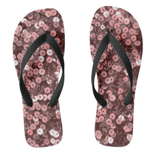 Tongs Flops rose Gold Faux Sequin