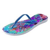 Tongs Floraison Abstraite violet et fleurs bleues (Incliné)