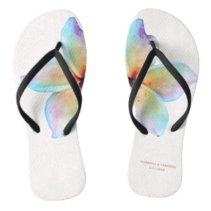 Tongs Floral Aquarelle Plumeria Terracotta Mariage