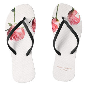 Tongs Floral Aquarelle Rose Mariage en terre cuite