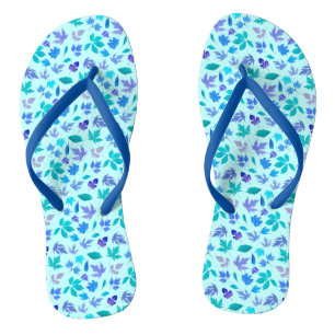 Tongs Floral Blue Flowers Design Motif-36566