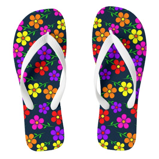 Tongs Floral Fleurs multicolores Motif Feuille (Semelle)