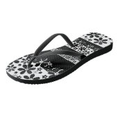 Tongs Floral noir et blanc (Incliné)