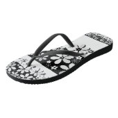 Tongs Floral noir et blanc (Incliné)
