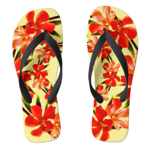 Tongs Floral orange   Tournes d'oleander