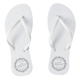 Tongs Floral personnalisé juste marié Retourner les t
