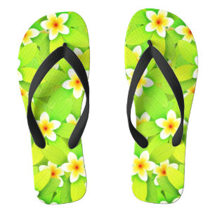 Tongs Floral Vert Feuille Fleurs Jaunes Motif-61717