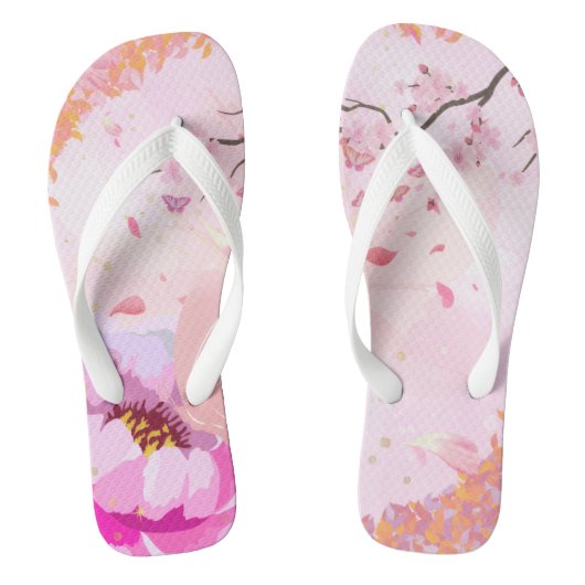 Tongs Florales Roses (Semelle)