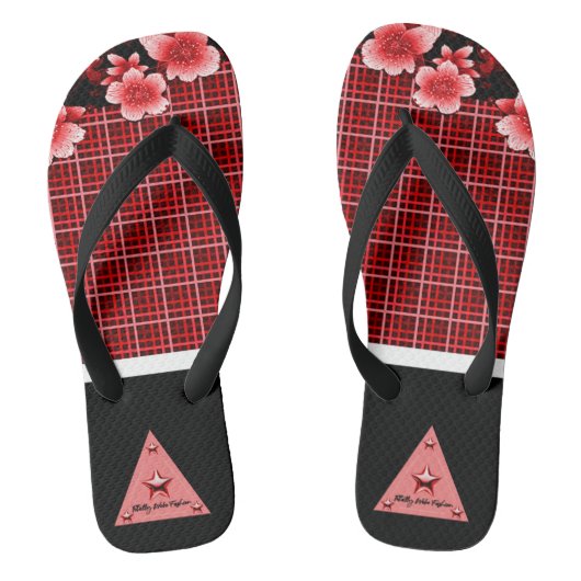 Tongs Florales Rouges (Semelle)
