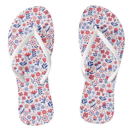 Tongs Flore bleue et corail (Semelle)