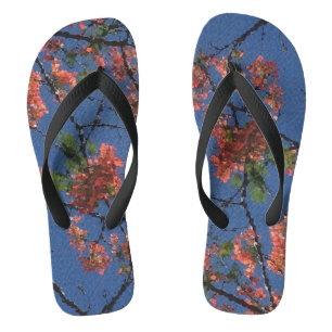 Tongs Flore en tissu bleu, large noir,