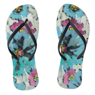 Tongs Flore rose et bleue