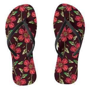 Tongs Flore rouge