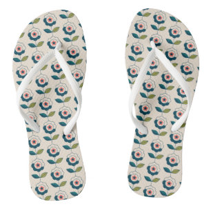 Tongs Flore turquoise rétro