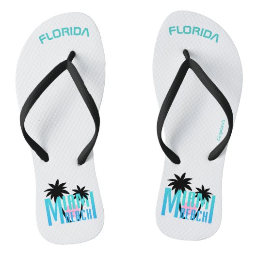Tongs Floride Miami Beach Fun Palm Cool Sun Flip Flops (Semelle)