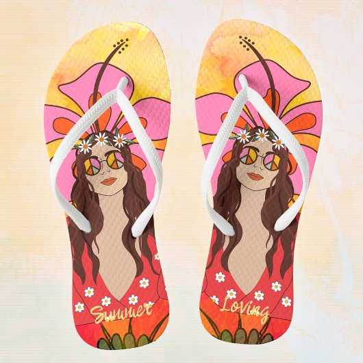 Tongs Flower Power Rétro Hippie Boho 60e