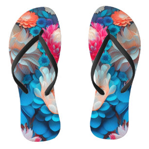 Tongs Fond de fleurs bleues-1