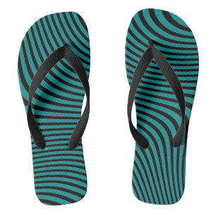 Tongs Fond ondulé turquoise et noir