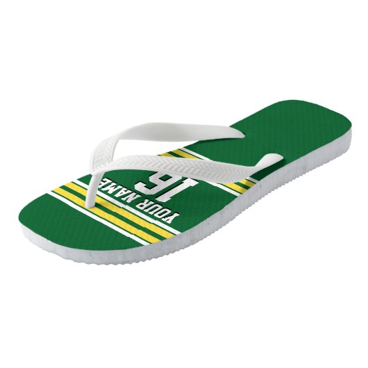Tongs Forest Green with Yellow White Stripes (Incliné)