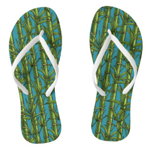 Tongs Forêt de bambou sur bleu