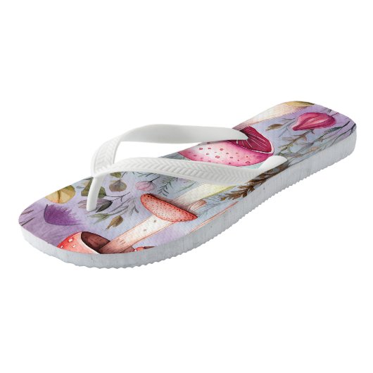 Tongs Forêt de champignons mignons (Incliné)