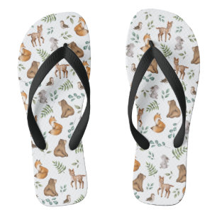 Tongs Forêt forestière moderne Animaux Ours renard lapin