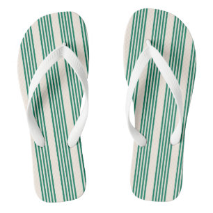 Tongs Forêt vert et beige cinq bandes motif