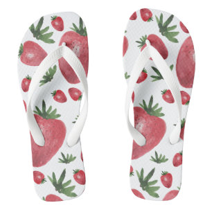 Tongs Fraises Aquarelle Peintes à la main