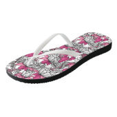 Tongs Fuchsia en blanc et rose (Incliné)