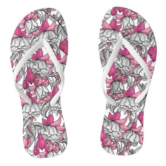 Tongs Fuchsia en blanc et rose (Semelle)