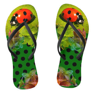 Tongs Fun Adulte Dame Coccinelle Verte