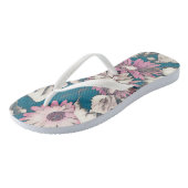 Tongs Funky floral en rose et turquoise  (Incliné)