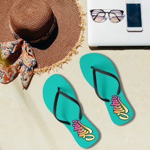 Tongs Funky Modern Topaz Plage Turquoise foncée
