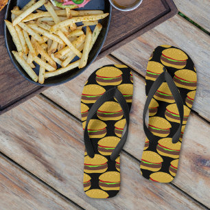 Tongs Funny Hamburger Bun BBQ Fast Food Flip Flops