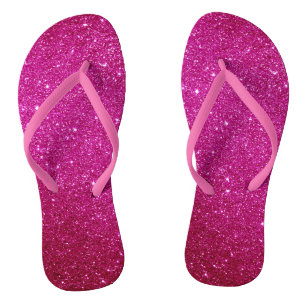 Tongs Fuschia Hot Pink Parties scintillant et Glam