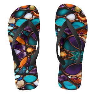 Tongs Galets rocheux de la rivière colorée en verre tend