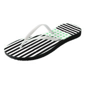 Tongs Géométrique Noir, Blanc, Vert Rayures Net Couché (Incliné)