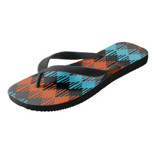 Tongs Géométrique noire, bleue et orange