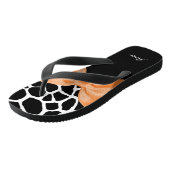 Tongs Girly Giraffe Imprimer Bow en ruban orange avec no (Incliné)