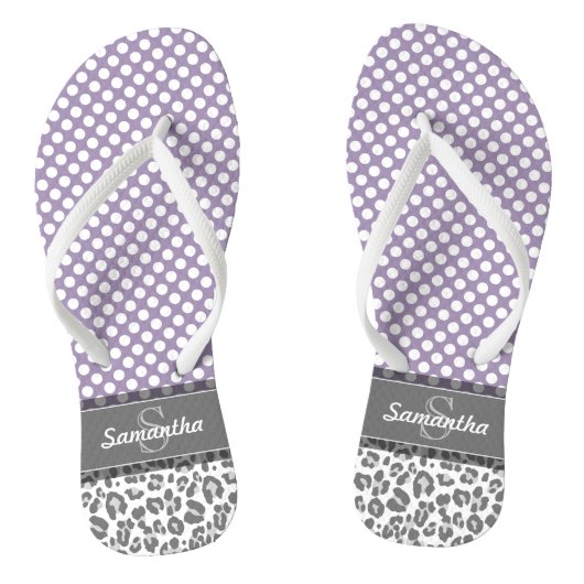 Tongs Girly Leopard Spot Imprimer Motif Monogrammes pers (Semelle)