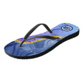 Tongs Glam Aqua Blue Water Droplets Ombre | Monogramme (Incliné)