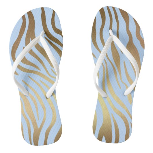 Tongs Glam Chic Blue Gold Tiger Zebra Skin (Semelle)