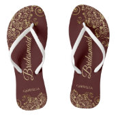 Tongs Gold Lace Auburn Brown Bridesmaid Mariage (Semelle)